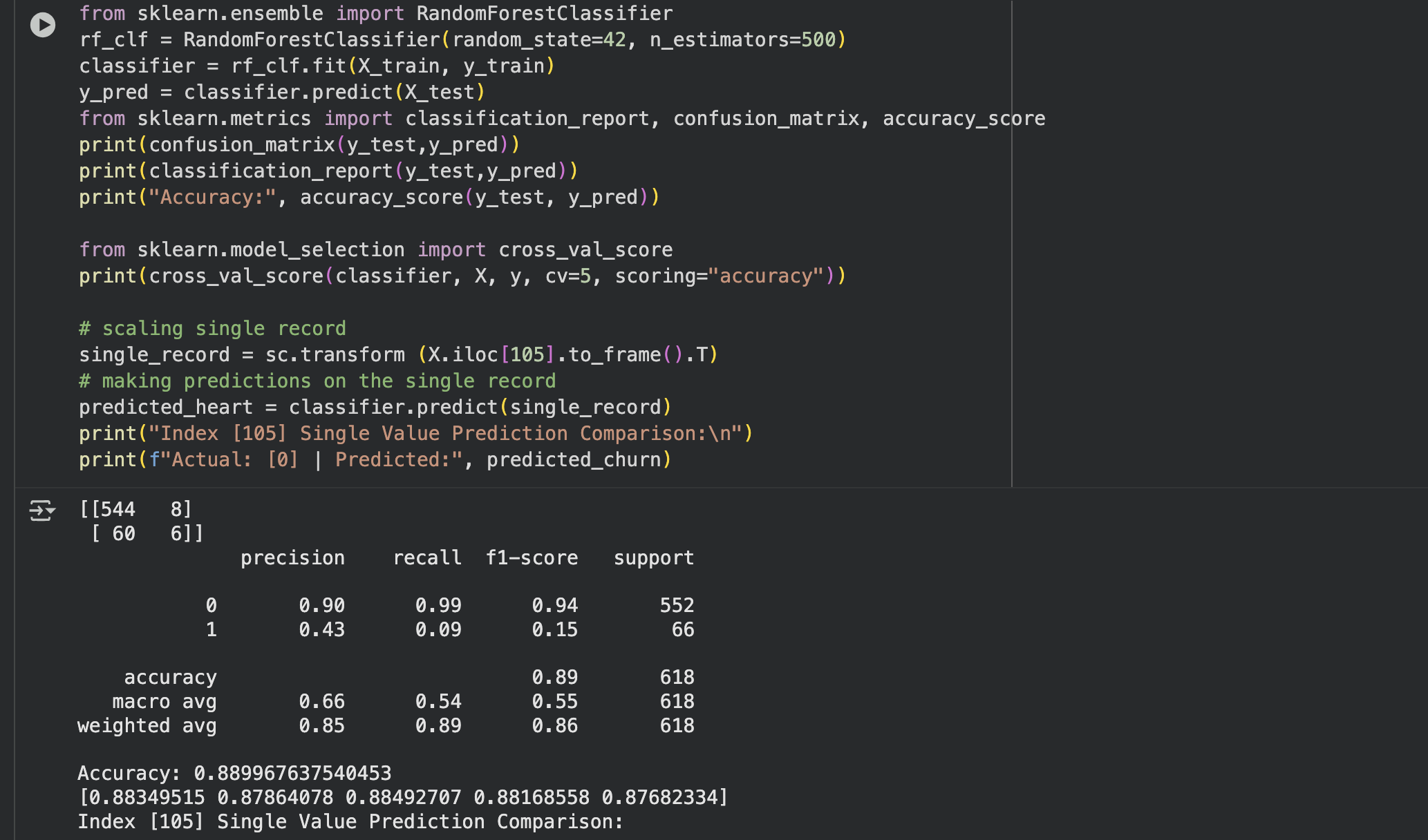Face detection output