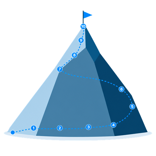 The Summit: a mountain trail with ten unit stops numbered 1 through 10